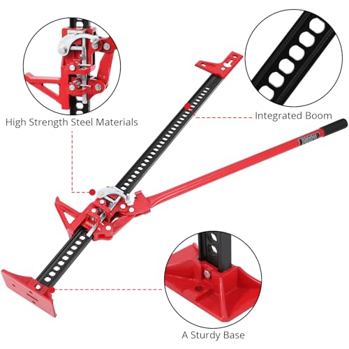Garvee High Lift Farm Jack 48", 3.2 Ton (7000 Lb) Heavy Duty Ratcheting Off-Road Lifting Equipment with Triangular Head, Multi-Purpose Utility Bumper Lifter for Car, Truck, SUV, ATV, 4x4 & Farm Use - size: 48 Inch, style: Triangular-7000lb