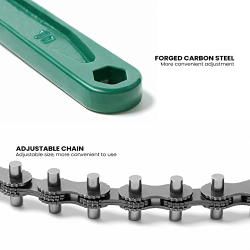 15 Inch Heavy Duty Chain Wrench for Semi Truck, Adjustable Ratcheting Oil Filter Spanner for Tool Pipe Fittings, Universal Drain, Sewer Cap, Shower Head Valve Removal