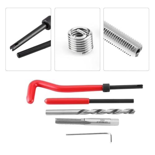 BELOMI Helicoil Thread Repair Kit, Metric and SAE Repair Tools with HSS Drill Bit and Thread Inserts, Auto Repairing Tool for Damaged Thread M10 x 1.25 mm Size, Universal Car Accessories - size: M10