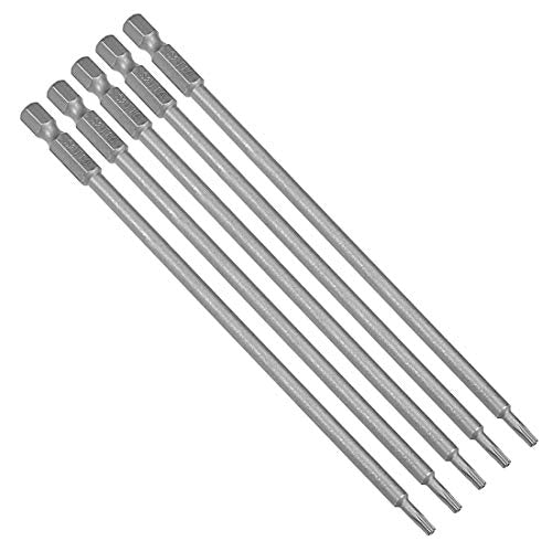 uxcell 5 Pcs T10 Magnetic Torx Screwdriver Bits, 1/4 Inch Hex Shank 5.9-inch Length S2 Security Tamper Proof Screw Driver Kit Tools - size: T10