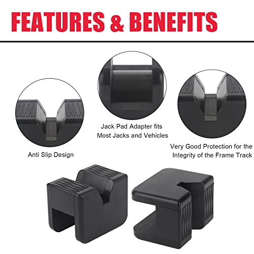 VASTAUTO Jack Rubber Pad Adapter,Jack Stand Universal Heavy Duty Rubber,Slotted Frame Rail Pinch Welds Protector Floor Jack Pad Adapter(4 Pack)