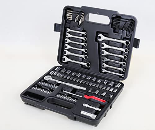 MECHMAX 121-Piece Mechanics Tool Set, 1/4 & 3/8-Inch Drive | Metric and standard SAE socket wrench kit. General automotive repair hand tool set for car mechanics and garage DIY - style: 121 Piece