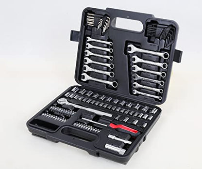 MECHMAX 121-Piece Mechanics Tool Set, 1/4 & 3/8-Inch Drive | Metric and standard SAE socket wrench kit. General automotive repair hand tool set for car mechanics and garage DIY - style: 121 Piece