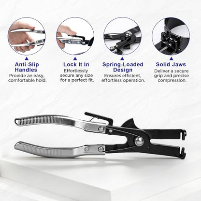 MRCARTOOL Piston Ring Compressor Tool 7Pcs with Plier,6 Rings 2-7/8"-4-5/8" | Ratchet-Locking Piston Ring Pliers，Black Coated Steel, Wear-Resistant, Rustproof, for Car Truck Motorcycle Engine - size: Premium 7-Piece Set