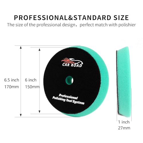 CARROAD 7pc 6.5 Inch Buffing Pads Kit - Heavy Cut to Finishing Foam & Wool Pads for DA/RO Polisher - Removes Scratches, Oxidation & Swirl Marks - 50+ Reusable Cycles - size: 7pc 6.5inch