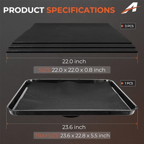 17892 Transmission Drain Pan with 3Pcs 22'' Oil Drain Splash Pad, Universal Fluid Drain Funnel Compatible with 87031 87032, Large Capacity Leak-Proof Pan for Oil, Coolant & Transmission Fluid Change - size: 17892-1