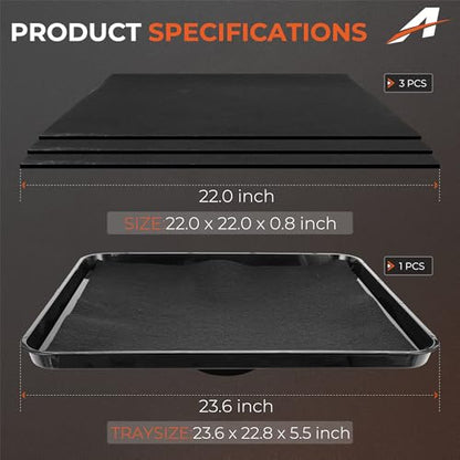 17892 Transmission Drain Pan with 3Pcs 22'' Oil Drain Splash Pad, Universal Fluid Drain Funnel Compatible with 87031 87032, Large Capacity Leak-Proof Pan for Oil, Coolant & Transmission Fluid Change - size: 17892-1