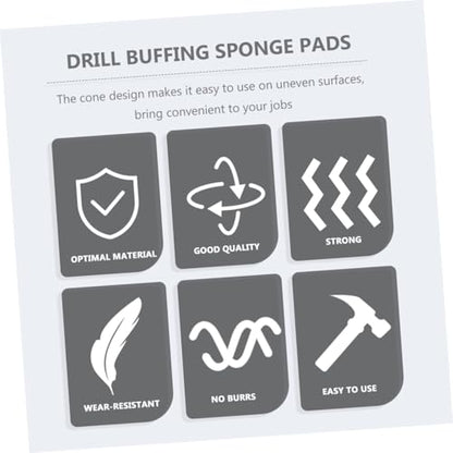 ULTECHNOVO 3pcs Auto Wheel Polishing Pads Buffing Sponge Cones Car Wheels Maintenance Tool Drill Buffing Kit Detailing