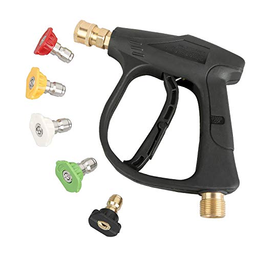 Sooprinse High Pressure Washer Gun,3000 PSI Max with 5 Color Quick Connect Nozzles M22-14 Hose Connector 3.0 TIP - color: Black