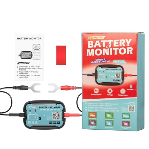 6V 12V 24V Bluetooth Battery Monitor BM7–Work for All Lead-Acid & Lithium Battery with Charging, Cranking System Test & Auto Alarm – Waterproof Voltmeter for Cars, Vans, Trucks, Motorcycles, Boats - style: For 6-24V Lead-Acid & Lithium Battery
