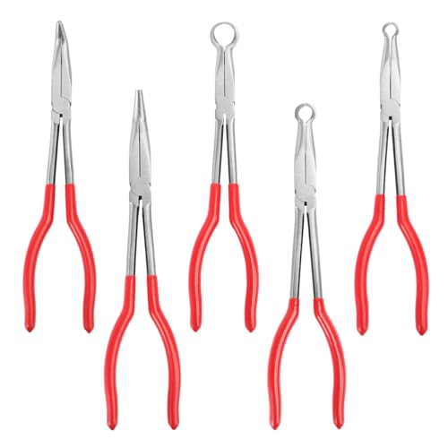 5 PCS Long Reach Hose Grip Pliers, Long Needle Nose Pliers For Steel Wire, Copper Wire, Iron Wire, Car Maintenance, Home Appliance Maintenance, And Electrician Maintenance,by GENHAKON - size: 5 PCS