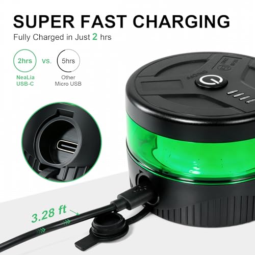 Magnetic Wireless Beacon Light, USB-C Rechargeable LED Strobe Lights for Truck, Mini Portable Flashing Emergency Safety Warning Light for Volunteer Firefighter POV EMS Responder IP67 Waterproof, Green - color: Green
