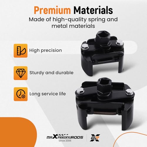 maXpeedingrods 2Pcs Adjustable Oil Filter Wrench 2 Jaw 60-80mm & 80-105mm | 1/2" Drive Universal Oil Filter Spanner Removal Tool, Universal Oil Filter Cap Socket Wrench Filter Housing Removal Tool - size: 2 PCS
