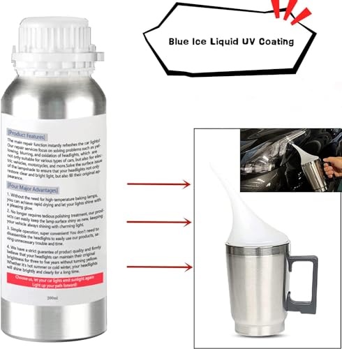 200ml Car Headlight Restoration Liquid, Headlight Restoration Kit Refill Bottle, Auto Headlight Anti-Scratch Lens Repair Fluid, Headlight Polish Cleaner for Restoring Dull Yellow Headlamp - size: M