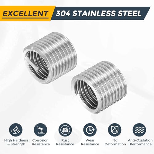 HARFINGTON 20pcs Wire Thread Repair Inserts M12 x 1.75 x 1.5D (18mm) Metric 304H Stainless Steel Helical Coiled Wire Screw Threaded Sleeve Sheath for Automotive Repairs - size: M12 x 1.75 x 1.5D