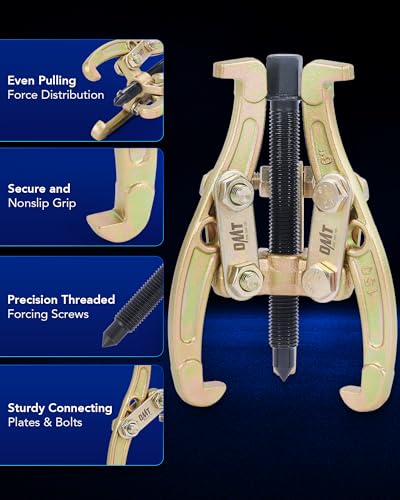 Orion Motor Tech Gear Puller Set, 3" 4" 6" 8" 3 Jaw Puller Kit for Pulley Gear Bearing Flywheel Removal, Heavy Duty Pulley Puller with Reversible Jaws 4 pcs Bearing Puller Tool Kit | 4pc Bearing Puller Pulley Puller Tool Kit for Pulley Gear Bearing Flywhe
