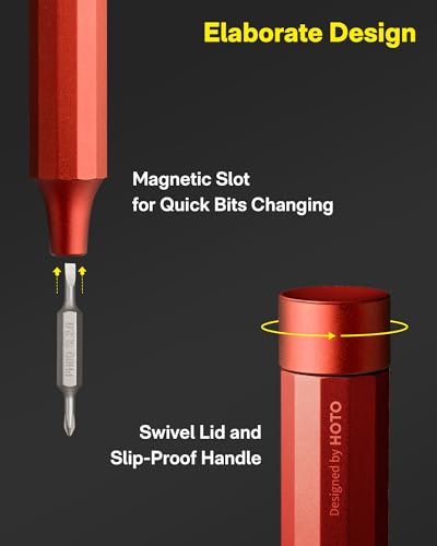 HOTO 24 in 1 Mini Screwdriver Set, Magnetic Torx Bit Set, Eyeglass Repair Kit, EDC Pen Screwdriver for Electronics, Watches, Phones, Laptops, Cameras, Gadgets for Men, Cinnabar Red - color: Cinnabar Red