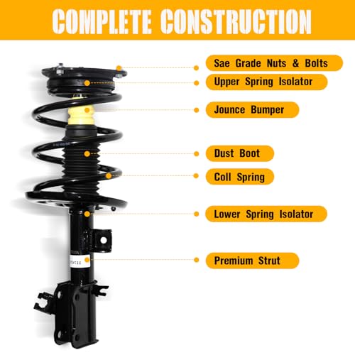 Front Struts Assembly w/Coil Spring 172392 172393, Set of 2 | Shock Absorbers Replacement for 2007-2012 Nissan Altima 2.5L Models Only
