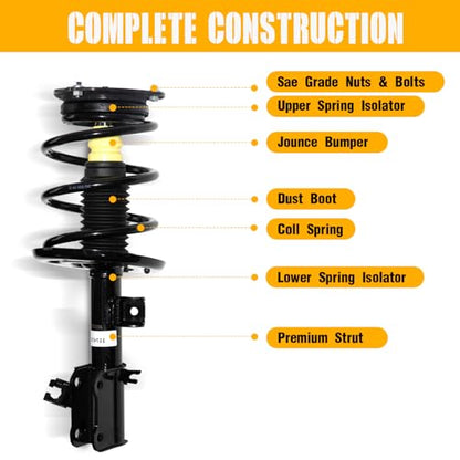 Front Struts Assembly w/Coil Spring 172392 172393, Set of 2 | Shock Absorbers Replacement for 2007-2012 Nissan Altima 2.5L Models Only