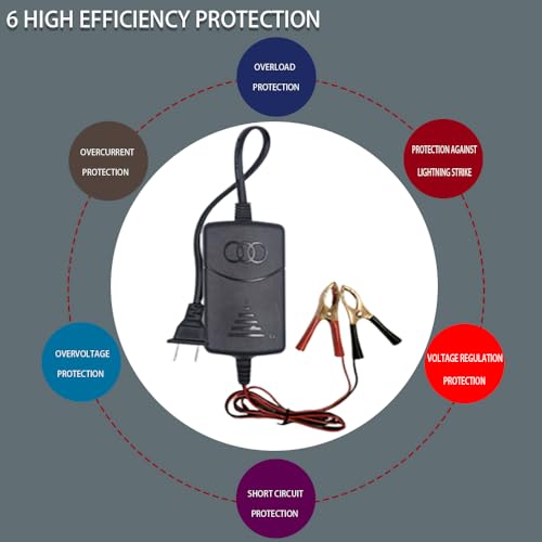 12V 1000mA Sealed Lead Acid (SLA) Battery Charger, Trickle Charger, Automatic Trickle Charging Maintainer with Short Circuit Protection, Smart Battery Maintainer for Car Truck Motorcycle Boat