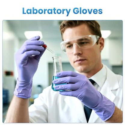 Borje Disposable Nitrile Gloves, Cooking, Cleaning, Food Safe - color: Iris Blue of 100, size: Large