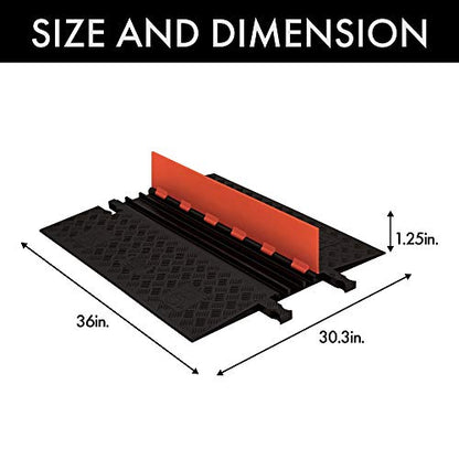 Checkers 3 Channel Low Profile Drive Over Cable Protector with Built in ADA Compliant Ramp, Heavy Duty Loads up to 54,000 Pounds, Polyurethane Construction, Orange/Black, GD3X75-O/B - color: Orange, style: ADA Compliant