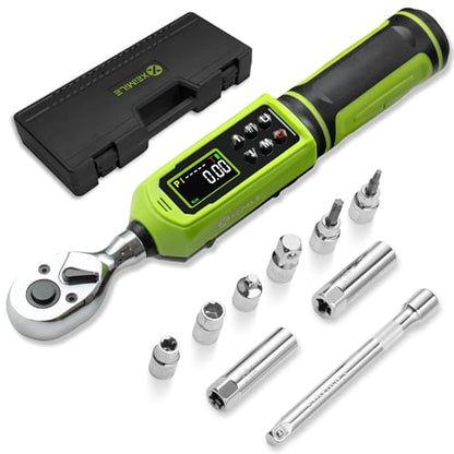 3/8" Digital Torque Wrench-0.66-44.2Ft.Lb for Bike Motocycle Repair | Electronic Torque Wrench 3/8 Drive(0.9-60 N.m), Vibration Buzzer LED Indicator,±2% Acc. Five Units for Precision Parts Engine - style: 3/8" 0.66-44.25 Ft-Lb Set