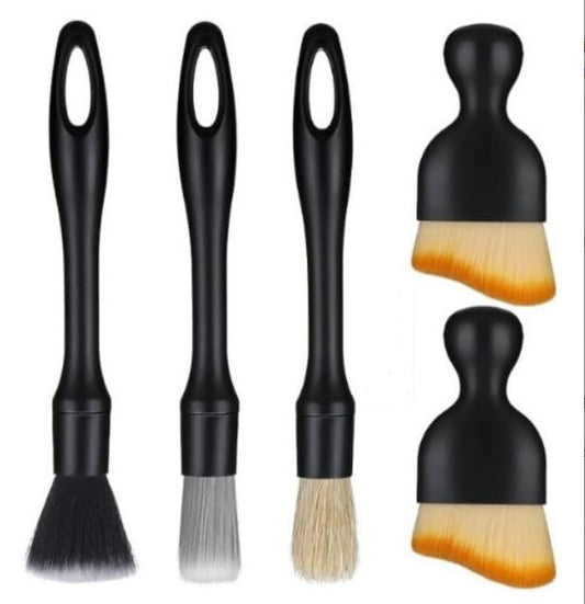5PCS Car Detailing Brush Set, Auto Cleaning Brushes for Interior Exterior, Air Vents, Dashboard, Wheels, Leather, Premium Soft Bristle Car Detail Kit