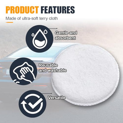 Car Microfiber Wax Applicator Pad, Soft Auto Buffing & Detail Cleaning Foam Pads, 4.85" Diameter Round Wash Sponge for Applying Wax, Balms, Oils, Cleaning Leather & More (4PCS) - size: 4PCS