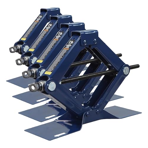 TCE AT10152U Torin Steel Scissor Lift Jack Car Kit, 1.5 Ton (3,000 lb) Capacity, Blue (Pack of 4) - size: 1.5 Ton (Pack of 4), style: Scissor Jack