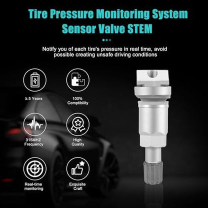 AULINK 4PCS Tire Pressure Sensor Valve Stem (TPMS) Repair Kit Compatible with BMW Toyota Honda Dodge Chrysler Chevrolet/Chevy Ford Hyundai Infiniti Jaguar Land Rover Volvo Jeep Acura