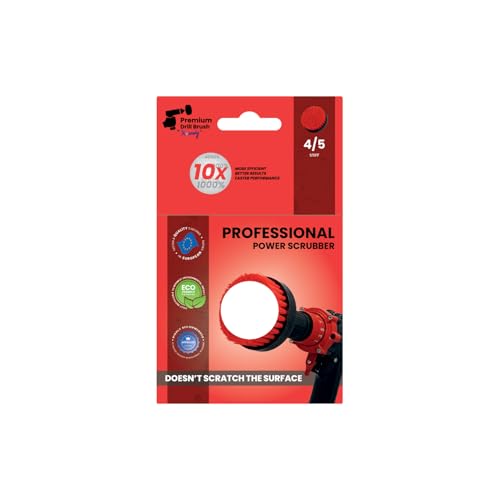 Premium Drill Brush Professional– 2in1 for Drill & Angle Grinder Stiff 4 in Red | Scratch-Free Outdoor Cleaning Brush for Patio Bricks, Lawn Mowers, Car Wheels, Pool Tiles and Boat Hulls - color: Red