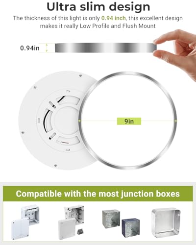 hepside 1PACK LED Flush Mount Ceiling Light Fixture Black, 9Inch 24Watt, 3000k/4500k/6000K Ceiling Light, Ultra Slim Flush Mount LED Ceiling Lamp for Bedroom, Living Room, Kitchen, Hallway - color: Brushed Nickel, size: 9Inch-1pack