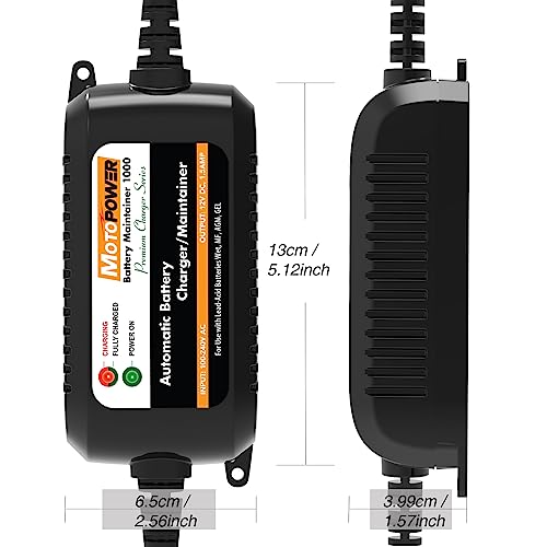 MOTOPOWER MP00206A 12V 1.5Amp Automatic Battery Charger, Battery Maintainer for Cars, Motorcycles, ATVs, RVs, Powersports, Boat and More