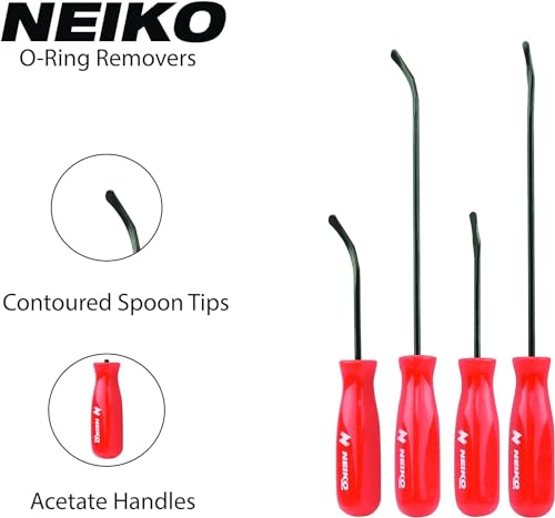 NEIKO 20758A O-Ring Pick Set, 4 Piece Automotive Pick Set, Seal Puller Pick and Hook Set for O-Rings - style: O-Ring Picks
