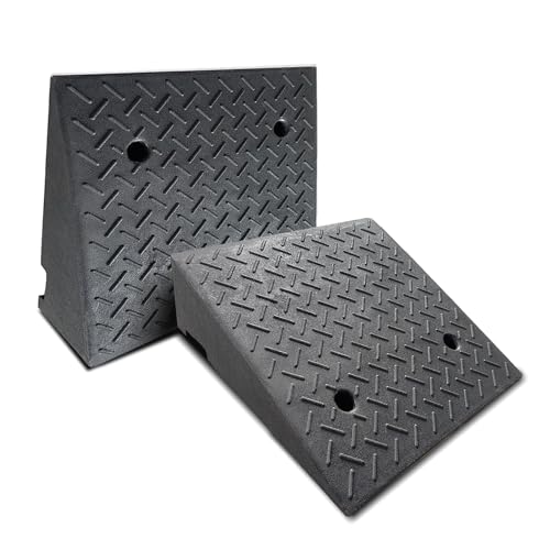 2 Pack Driveway Curb for Ramps, Portable Heavy Duty Rubber Shed, Suitable for Cars, Bicycles, Motorcycles, Wheelchairs, Lawn Mowers, Mobile Pets (19.7 x 19.7 x 6 Inch) - size: 6" Rise