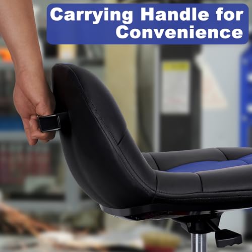 Rolling Stool with Wheels, Adjustable Shop Stool Mechanic Chair Seat Garage Shop Roller Work Chair Mobile Rolling Seat with Tool Tray, 2 Cup Holders, 4" Casters, 350 LBS, Heavy-Duty, Blue - color: Blue