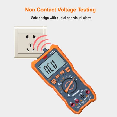 True RMS Digital Multimeter Tester, Auto-Ranging AC DC 20A Ohmmeter 1000V Voltmeter with NCV, Measure Voltage Current Amp Resistance Diode Continuity Duty-Cycle Capacitance Temperature, for Home Auto - style: up to 1000V/20A
