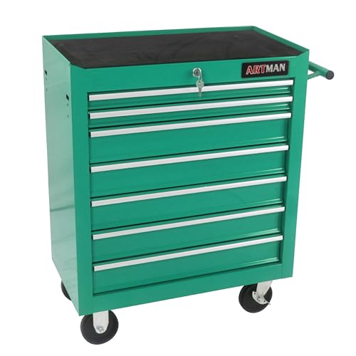 7 Drawers Rolling Tool Chest on Wheels, Multifunctional Tool Cart Tool Storage, Drawers Rolling Tool Trolley Organizer Tool Case for Garage,Warehouse,Workshop,Repair Shop (7 Drawers-Green) - color: Green, size: 7 Drawers