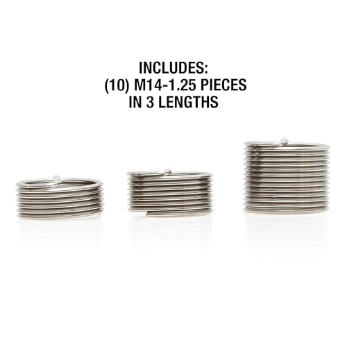 OEMTOOLS 25644 M14-1.25 Fix-A-Thread Spark Plug Saver Inserts Kit, Metric, Restores Damaged Threads for Automotive Repair, Includes Stainless Steel Inserts for High-Demand Applications - style: M14 Helical Inserts