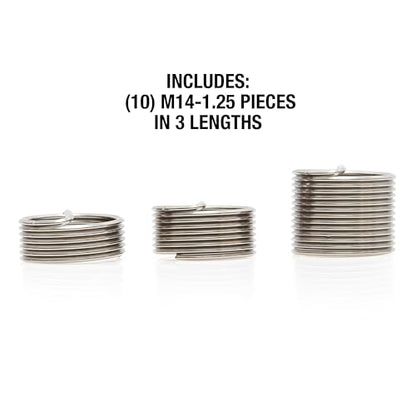 OEMTOOLS 25644 M14-1.25 Fix-A-Thread Spark Plug Saver Inserts Kit, Metric, Restores Damaged Threads for Automotive Repair, Includes Stainless Steel Inserts for High-Demand Applications - style: M14 Helical Inserts