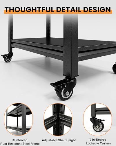 Pterying 52" Mobile Garage Work Bench Table, Lockable Wheels, Pegboard | Heavy Duty Tool Workshop, Ideal for Mechanics and DIYers, Woodworking and Mechanics
