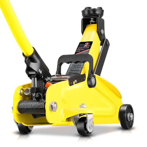 Auto Dynasty 2 Ton Floor Jack, Heavy Duty Steel Hydraulic Car Jack with Single Piston Quick Lift Pump, Hydraulic Racing Floor Jack, Lifting Range 5.1" to 13", Yellow - color: Yellow, size: 2 Ton