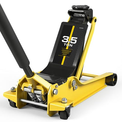 YELLOW JACKET 3.5 Ton Floor Jack Hydraulic Low Profile Floor Jack with Dual Piston Quick Lift Pump, Home and Workshop Car Maintenance for Various Vehicles, 3.5 Ton Capacity, Yellow - size: 3.5 ton low profile