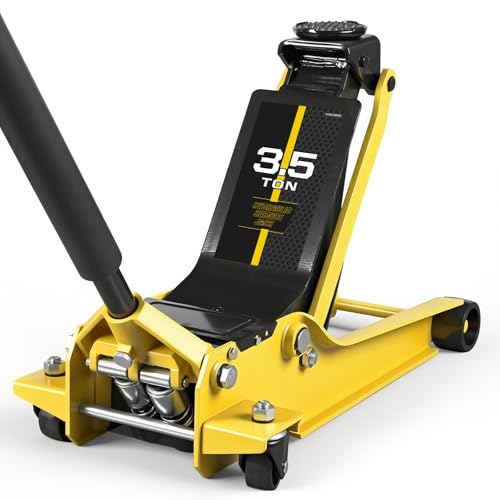 YELLOW JACKET 3.5 Ton Floor Jack Hydraulic Low Profile Floor Jack with Dual Piston Quick Lift Pump, Home and Workshop Car Maintenance for Various Vehicles, 3.5 Ton Capacity, Yellow - size: 3.5 ton low profile