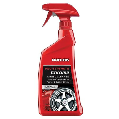 Mothers Pro-Strength Chrome Wheel Cleaner, 24 oz. (05824) | Safely Cleans Chrome & Roughcast Aluminum Mag Wheels, Removes Brake Dust, Grease, Dirt & Grime with Easy Spray-On, Hose-Off