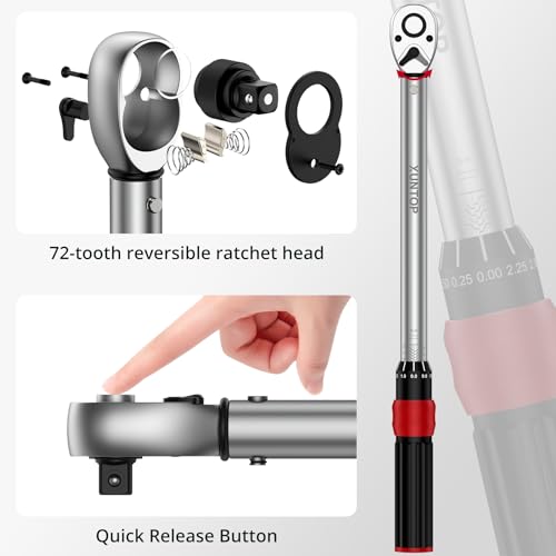 XUNTOP Torque Wrench 1/4 3/8 1/2 inch 3 PCS Drive Click Torque Wrench for 40-220 in.lb 5-45ft.lb 15-155ft.lb 72 Tooth Dual Direction Adjustable Ratchet Wrench for Bicycle,Moto,Car Maintenance