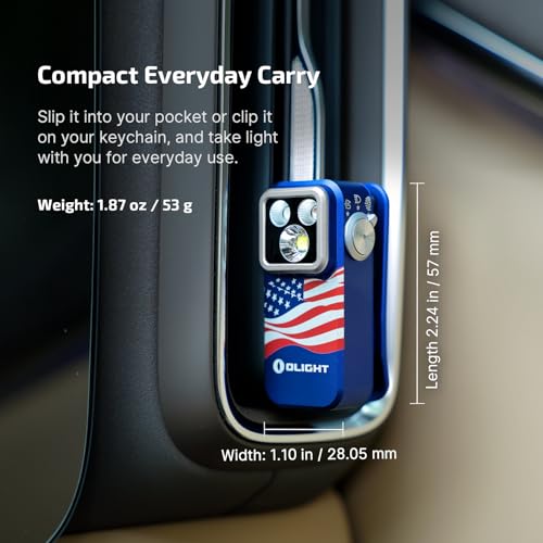 OLIGHT Oclip Pro S Pocket EDC Clip-on Flashlight, Stars Stripes | RGB, UV, 600 Lumens, USB-C Charging, Flash Modes, Magnetic Clip, Inspection, Signaling, Work, Outdoor Use - color: Stars & Stripes Edition