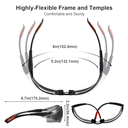 xaegistac Shooting Glasses Anti Fog -Shooting Range Eye Protection | Adjustable Safety Glasses with Z87.1 Certificated Impact Reistance - color: Black Orange Frame Gray Lens