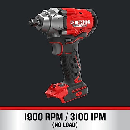 CRAFTSMAN V20 Cordless Impact Wrench, 1/2 inch, Bare Tool Only (CMCF921B)
